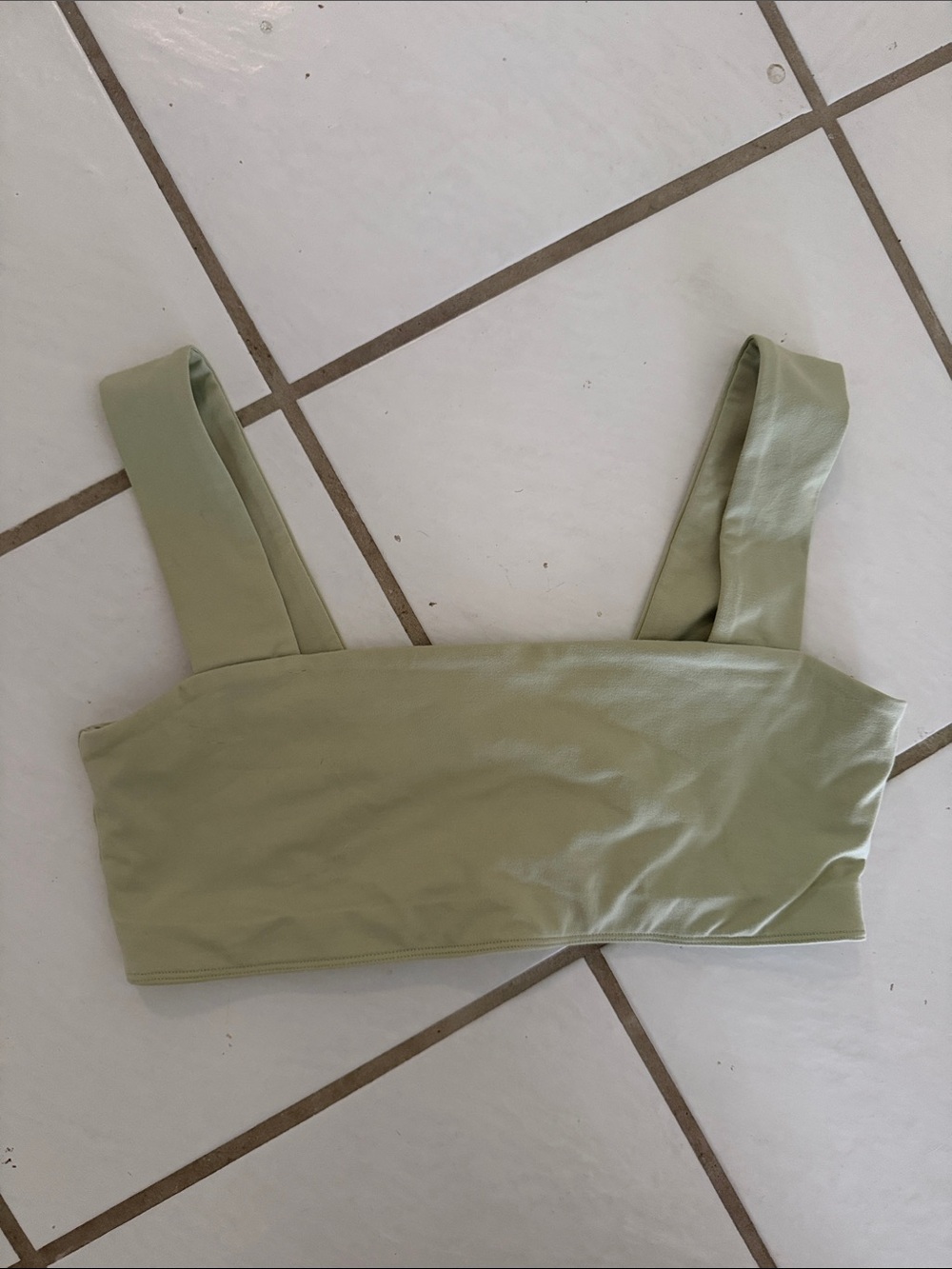 Reformation Sage Green Square Neck Crop Top